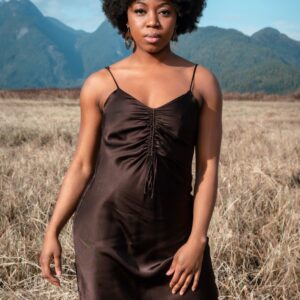 Long Draped Silk Dress